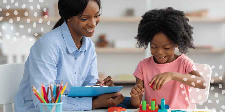 Teacher working with student